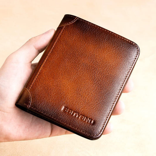 🔥2026 New Arrival🔥Minimalist RFID Blocking Leather Wallet for Men – Ultra-Thin, Genuine Top-Layer Cowhide, Short Design for Everyday Carry