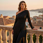 👗✨Women's Elegant One-Shoulder Jumpsuit – Wide-Leg Flow, Wrap Skirt Detail & Premium Breathable Fabric for a Chic Look 💃