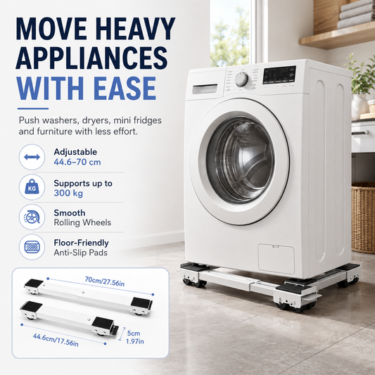 🎁2026 New Arrivals 50% OFF💥 🏠 Shift Heavy Units in Seconds, Zero Floor Damage. Adjustable Length, Non‑Slip Mats.