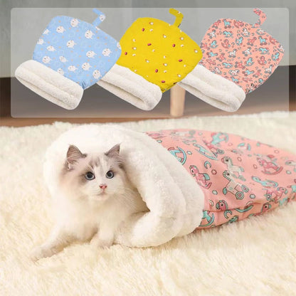 🎁2026 New Arrivals 50% OFF💥Warm Plush Thick Cat Sleeping Bag – Soft Burrow Cat Bed, Self-Warming Enclosed Cave Bed for Kittens & Small Pets, Cozy Hideaway Nest