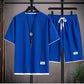 Waffle Fabric Short Sleeve T-Shirt 2-Piece Set