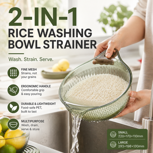 🎁2026 New Arrivals 50% OFF💥Wash Rice Without Losing a Grain – Fine Mesh Colander Bowl with Handle. UK Stock