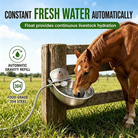 🎁2026 New Arrivals 50% OFF💥 🐄 Automatic 304 Stainless Steel Drinking Bowl with Float and Drain Hole for Cattle Horses Sheep and Dogs 🤖