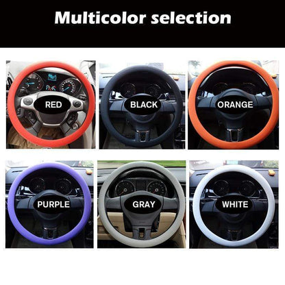 🎁2026 New Arrivals 50% OFF💥Tired of sticky, worn steering wheels? This silicone cover adds a soft, textured grip, protects your wheel, and installs without tools — in seconds. 🏠