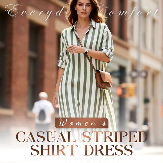 👚 50% OFF NOW! 🌸Women's Casual Striped Long Sleeve Shirt Dress