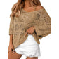 💥Women's Summer Crochet Openwork 3/4 Sleeve Pullover Knit Top