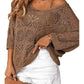 💥Women's Summer Crochet Openwork 3/4 Sleeve Pullover Knit Top