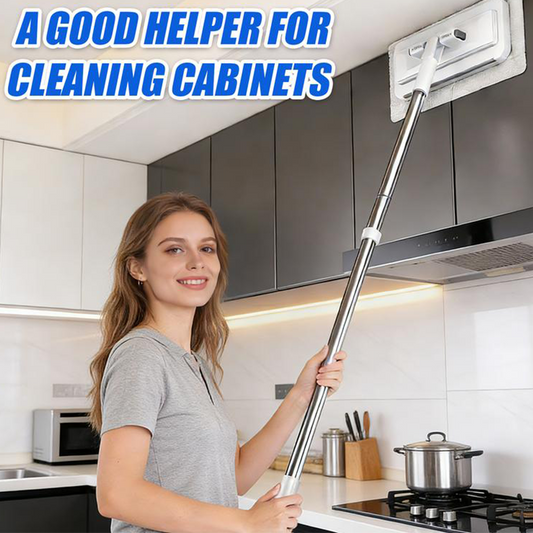🎁2026 New Arrivals 50% OFF💥 Careluxpro Telescopic Flat Dust Mop – Hands-Free Cloth Clamping, 358 Shark-Tooth Grip & Adjustable Stainless Steel Pole – Deep-Clean Ceilings, Walls & Floors 🏠