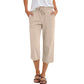 👖 LIMITED TIME 40% OFF! 🌿 Women's Cotton-Linen Blend Cropped Pants – Wide Leg, Elastic Waist, Pockets 🌱