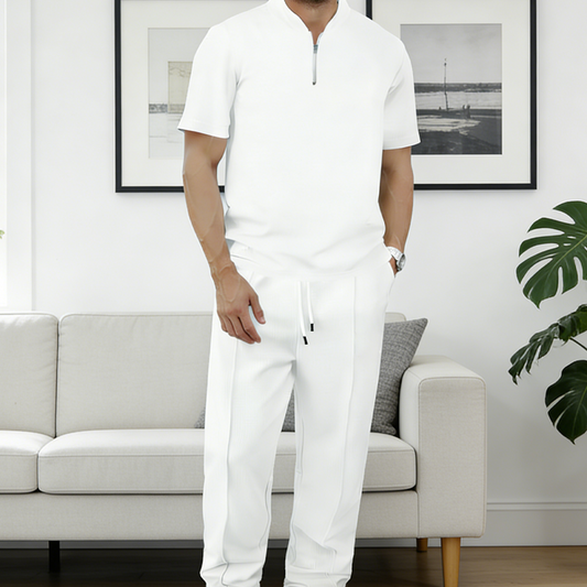 Men's Summer Quarter-Zip T-Shirt & Pants Set