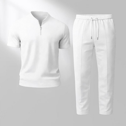 Men's Summer Quarter-Zip T-Shirt & Pants Set