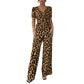 🔥New Sale 50% OFF✨Leopard Print V-Neck Wide-Leg Jumpsuit
