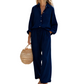 Women’s Chic Faux-Linen Two-Piece Outfit