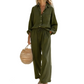 Women’s Chic Faux-Linen Two-Piece Outfit