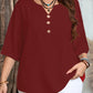 👔 LIMITED-TIME 50% OFF! ✨ Women's Casual Top – V-Neck, Button-Front, Patterned Trim, Soft 🍂