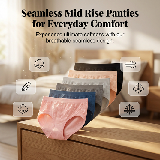 🔥 Hot sale 50% OFF🔥6-Pack Women's Mid-Rise Seamless Comfort Panties