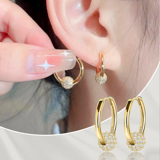 🥳HOT SALE🥳💥50% OFF! 🔥 Gold Circle Earrings with Small Ball – Hypoallergenic, Long-Lasting Shine & Perfect for Daily Wear 🌟