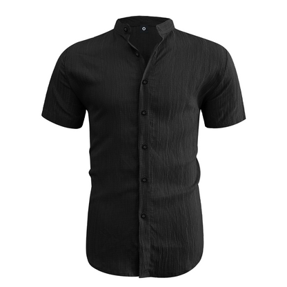 📢📢50% OFF !! ⏰ Men's Summer Stand Collar Short Sleeve Shirt – Breathable Material, Modern Fit & Ideal for Casual or Work 💼