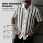 👔 50% OFF NOW! 🕶️ Men's Short Sleeve Retro Geometric Knit Shirt – Vintage Pattern & Breathable Fabric ✨
