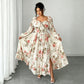 👗Floral Print Square Neck Long Sleeve Maxi Dress
