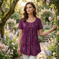 📢📢50% OFF !! ⏰Women's Floral Print Pleated Tunic Top🌸