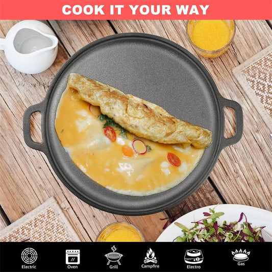 📢📢50% OFF !! ⏰Non-Stick Cast Iron Griddle Pan with Handles