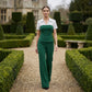 Elegant Striped Lapel Tee & Palazzo Pants 2-Piece Set