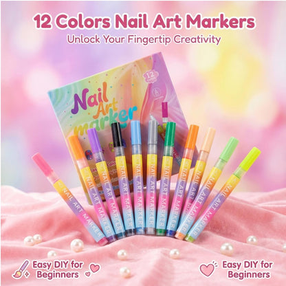 🔥Buy more Save more🎁12-Color Nail Art Marker Pen Set
