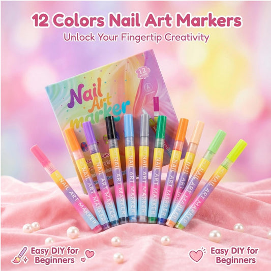🔥Buy more Save more🎁12-Color Nail Art Marker Pen Set