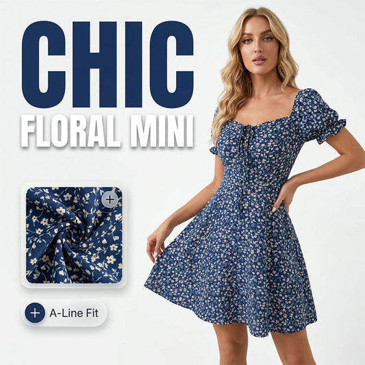 🌺 LIMITED-TIME 50% OFF! ✨ Women's Floral Sundress – Drawstring Bust, A-Line, Lightweight, Summer ☀️