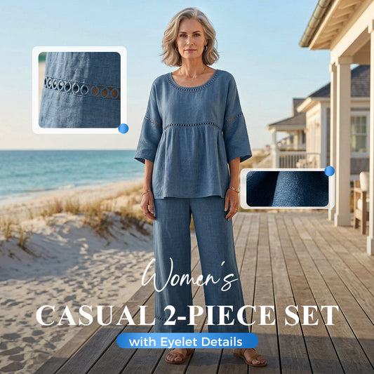 📢📢50% OFF !! ⏰Women's Casual 2-Piece Set with Eyelet Details