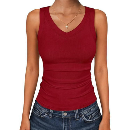 ⛱️Last Day Special Price ￡7.99!!💞Women's V-Neck Ribbed Knit Tank Top