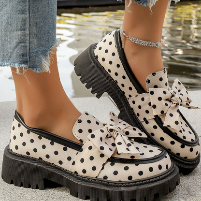 📢📢50% OFF !! ⏰Women's Polka Dot Bow Platform Loafers