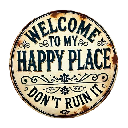 🔥While Supplies Last 40% OFF!🎉 Vintage "Happy Place" Metal Sign