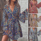 📢📢50% OFF !! ⏰Women's Elegant Paisley Print V-Neck Flared Sleeve Dress