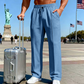 Men's Elastic Waist Drawstring Straight Leg Pants