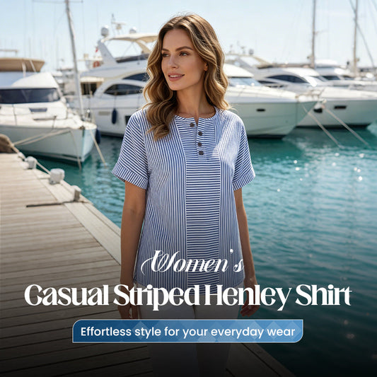 💐 50% OFF – Casual Must-Have! Striped Henley Top – Breathable, Lightweight & Easy to Layer 🌞👕 【Grab It Now】
