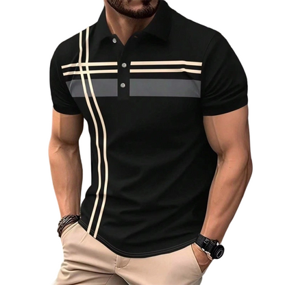 🎁New Arrival 50% OFF💥Men's Striped Short Sleeve Collared Top🌿