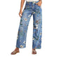 ⏳Time-Limited Special⏰Women's Floral Print Straight-Leg Jeans