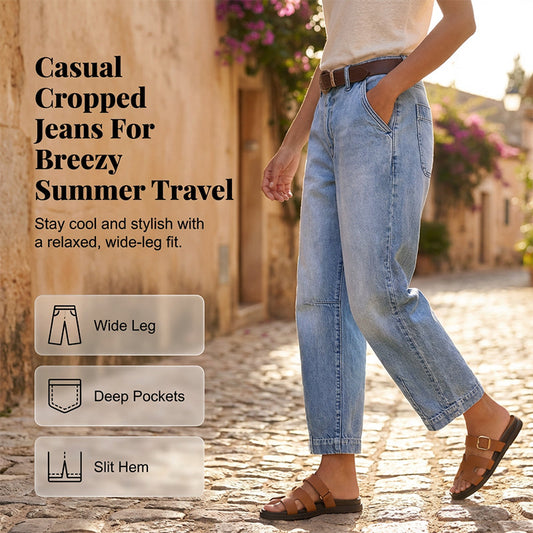 👖 LIMITED-TIME 50% OFF! ✨ Women's Cropped Barrel Jeans – High Waisted, Wide Leg, Vintage ✨