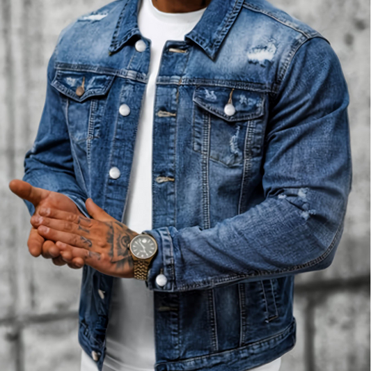 ⏳ LAST 7 DAYS AT £29.99! Price Rises to £34.99.Men’s Casual Vintage-Wash Distressed Denim Jacket