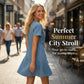 Women's Short Sleeve V-Neck Denim Dress