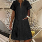 Women's Short Sleeve V-Neck Denim Dress