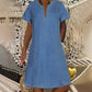 Women's Short Sleeve V-Neck Denim Dress