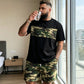 🎁New Arrival 50% OFF💥Men's Camouflage Print T-Shirt & Shorts Set