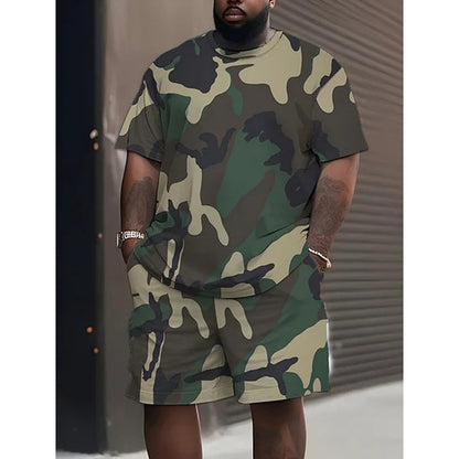 🎁New Arrival 50% OFF💥Men's Camouflage Print T-Shirt & Shorts Set