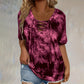 📢📢50% OFF!! ⏰Women's Tie-Dye T-Shirt with Lacing and V-Neck