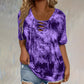 📢📢50% OFF!! ⏰Women's Tie-Dye T-Shirt with Lacing and V-Neck