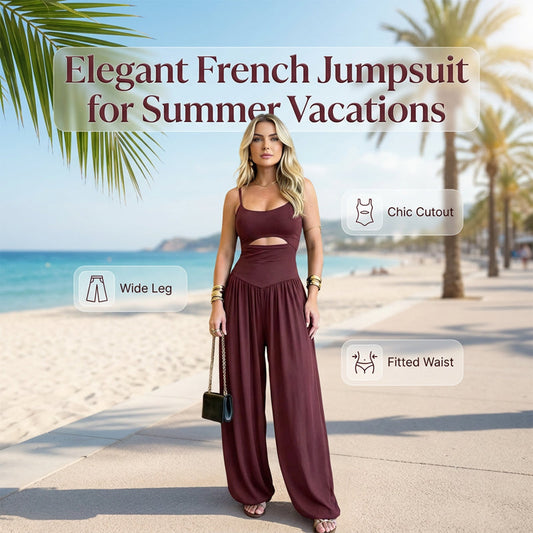 👗 LIMITED-TIME 50% OFF! ✨ Sleeveless Cutout Wide-Leg Jumpsuit with Adjustable Back Tie – Alluring, Flowy, Sophisticated 🌴