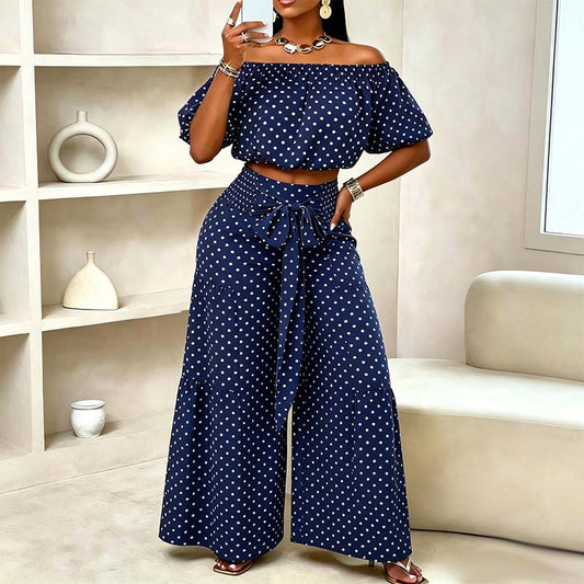 👗 50% OFF NOW! ⚫ Women's Off-Shoulder Polka Dot 2-Piece Set – Flirty top & matching shorts – lightweight & perfect for summer parties, vacations or beach days 🌊